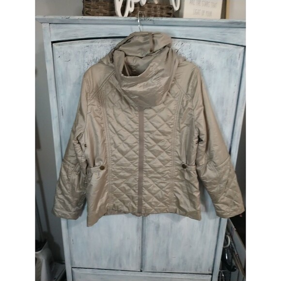 EC Easy Comfort Hooded Puffer Coat Size Small Beige/Taupe - Picture 5 of 11